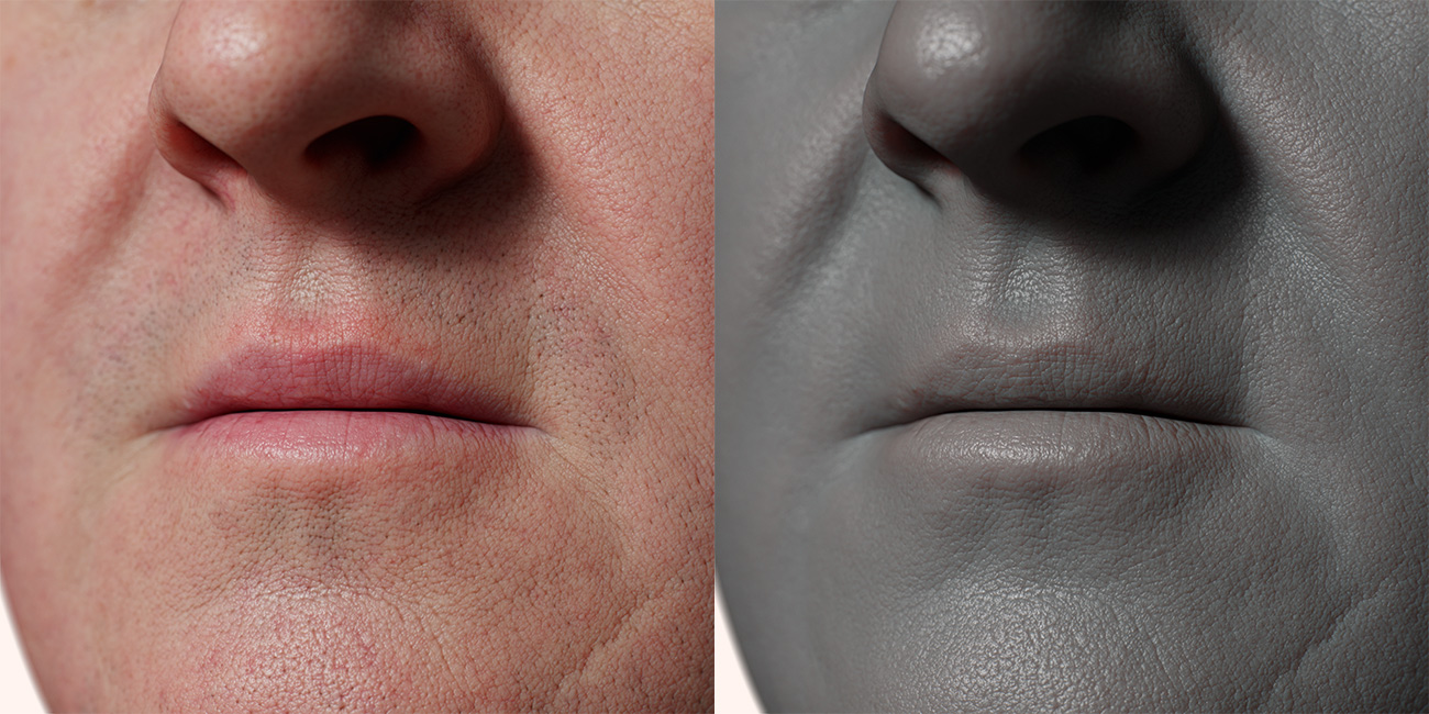 Male head scan skin pore details 